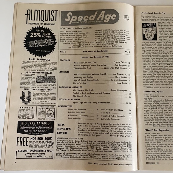 Speed Age Vintage Auto Racing Magazine, December 1951, Vol. 5 No. 8 - Picture 6 of 13